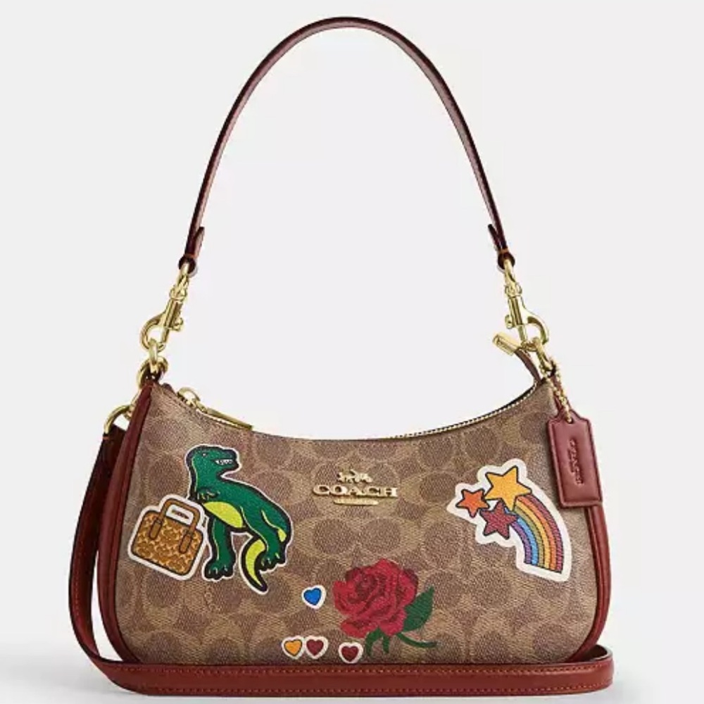 Coach Teri Shoulder Bag In Signature Canvas With Sticker Print nwt in packaging